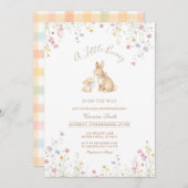 Wildflower Meadow Bunny Baby Shower 招待状 (正面/裏面)