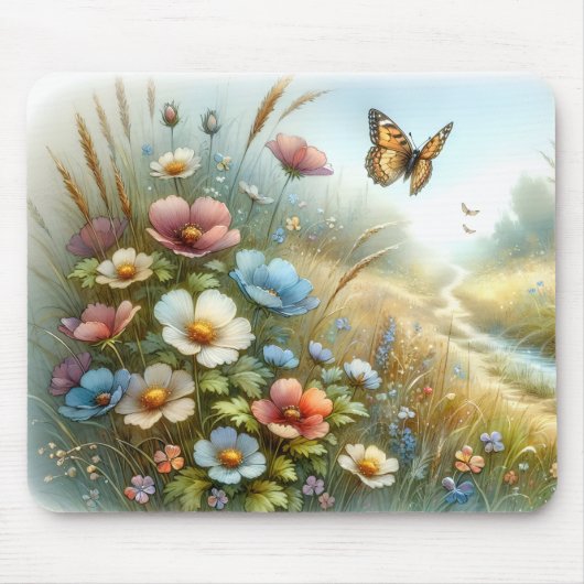 Wildflower Meadow Butterfly Garden マウスパッド (正面)