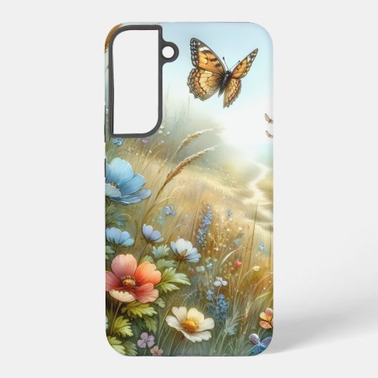 Wildflower Meadow Butterfly Garden Samsung Galaxyケース (裏面)