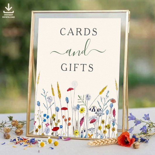 Wildflower Meadow Cards & Gifts Shower Sign ポスター