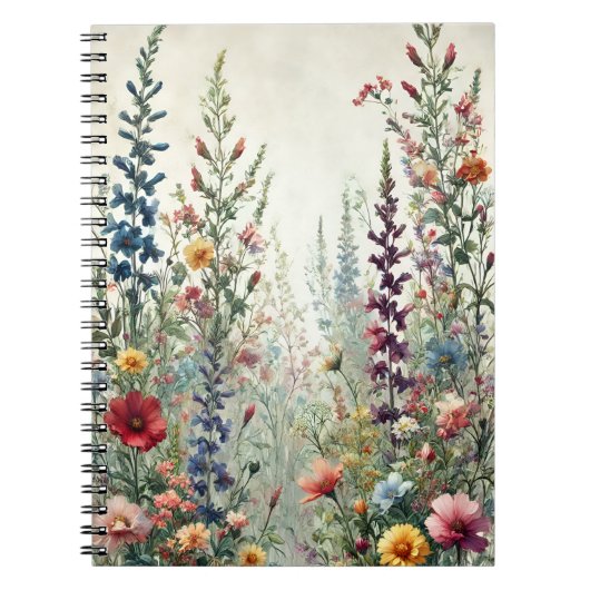 Wildflower Meadow – Delicate Botanical Floral ノートブック (正面)