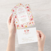 Wildflower Meadow Garden Floral Arch Wedding オールインワン招待状 (貼ってはがせる)