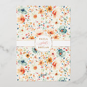 Wildflower Meadow Garden Floral Boho Fall Wedding 箔招待状 (裏面)