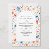 Wildflower Meadow Garden Floral QR Code Wedding 招待状 (正面)