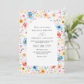 Wildflower Meadow Garden Floral QR Code Wedding 招待状 (スタンド正面)