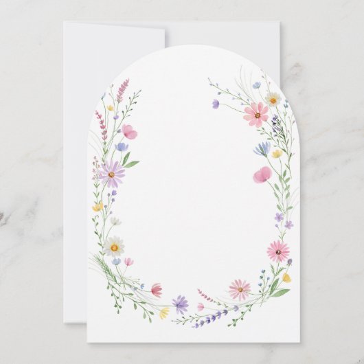 Wildflower Meadow Garden Wreath Wedding 招待状 (裏面)