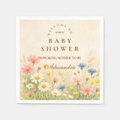 Wildflower Meadow Gold Baby Shower スタンダードカクテルナプキン (正面)