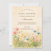 Wildflower Meadow Gold Baby Shower 招待状 (正面)