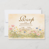 Wildflower Meadow Gold Quinceañera 出欠カード (正面)