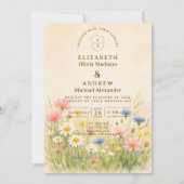 Wildflower Meadow Gold Wedding 招待状 (正面)