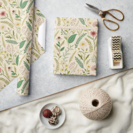 Wildflower Meadow Hand-Drawn Botanical Art ラッピングペーパー