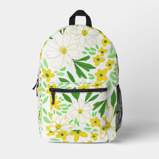 Wildflower Meadow pattern プリントバックパック (正面)