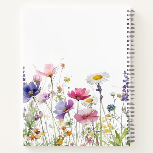  Wildflower Meadow Pink Script Double sided ノートブック (裏面)