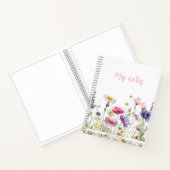  Wildflower Meadow Pink Script Double sided ノートブック (内部)