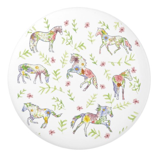 Wildflower Meadow Ponies Ceramic Knob セラミックノブ (正面)