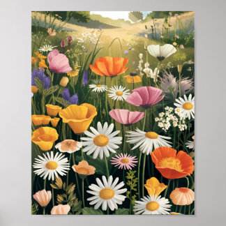 Wildflower Meadow Poster – Colorful Botanical  ポスター