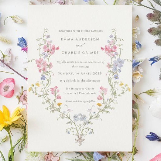 Wildflower Meadow Spring Summer Botanical Wedding 招待状