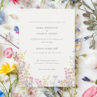 Wildflower Meadow Spring Summer Botanical Wedding 招待状