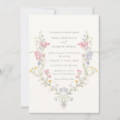 Wildflower Meadow Spring Summer Botanical Wedding 招待状 (正面)