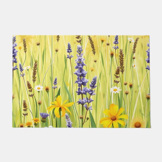 Wildflower Meadow Summer Pattern ドアマット (正面)