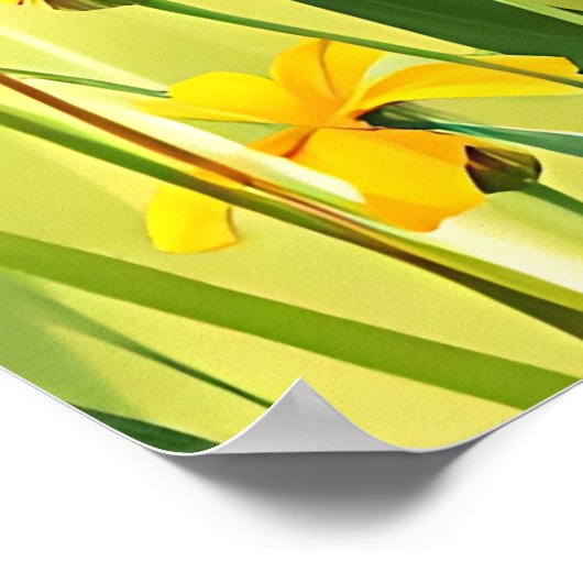 Wildflower Meadow Summer Pattern ポスター (角)