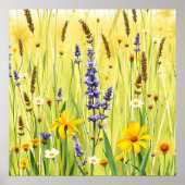 Wildflower Meadow Summer Pattern ポスター (正面)