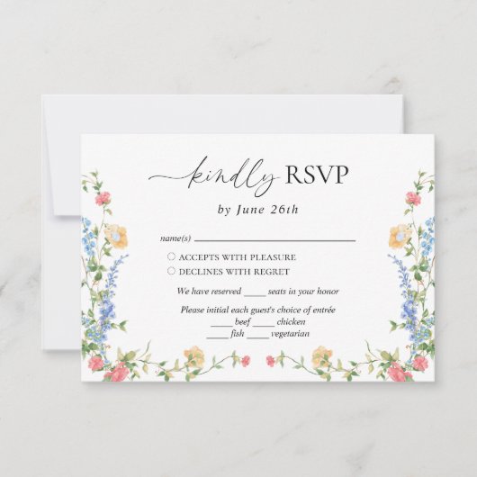 Wildflower Meadow Summer Wedding 出欠カード (正面)