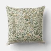 Wildflower Meadow Vintage Botanical Throw Pillow クッション (裏面)