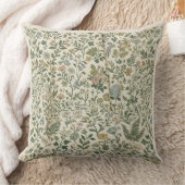 Wildflower Meadow Vintage Botanical Throw Pillow クッション (ブランケット)