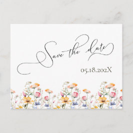 Wildflower Meadow Watercolor セーブザデート ウェディング ポストカード