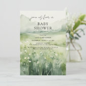 Wildflower Meadow Waterolor Sage Baby Shower 招待状 (スタンド正面)