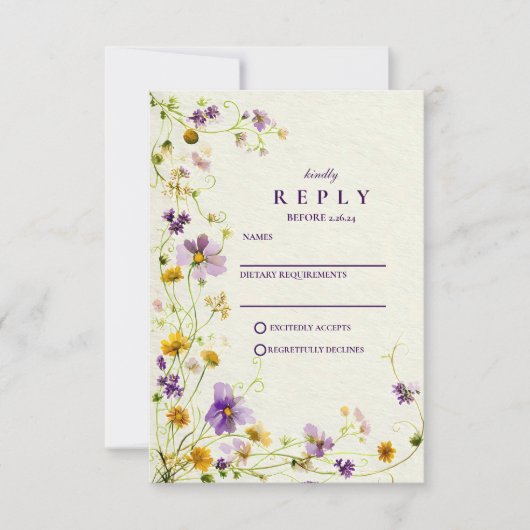 Wildflower Meadow Wedding 出欠カード (正面)