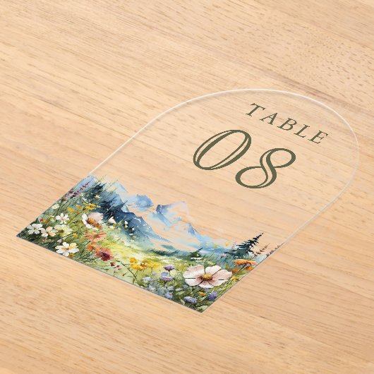 Wildflower Meadow Wedding Acrylic Table Number アクリル招待状 (レイダウン)