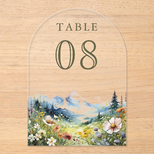 Wildflower Meadow Wedding Acrylic Table Number アクリル招待状 (正面)