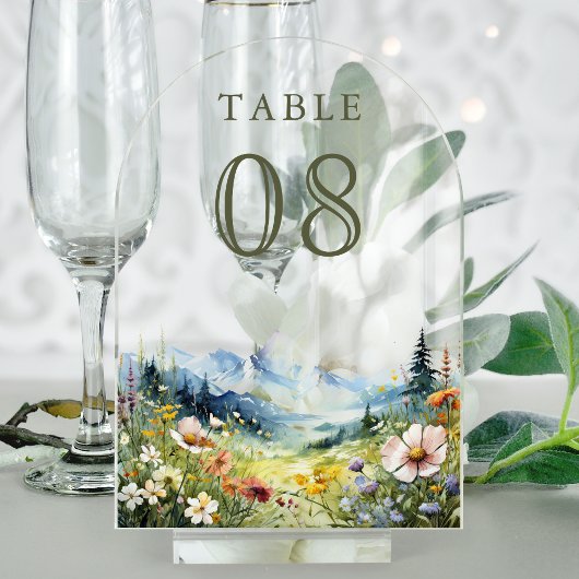 Wildflower Meadow Wedding Acrylic Table Number アクリル招待状