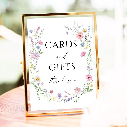 Wildflower Meadow Wedding Cards & Gifts Sign ポスター