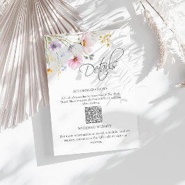 Wildflower Meadow Wedding Details QR Code Card エンクロージャーカード