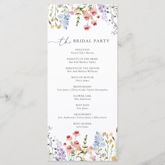 Wildflower Meadow Wedding Program プログラム (裏面)