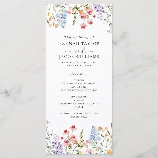Wildflower Meadow Wedding Program プログラム (正面)