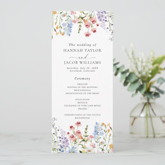 Wildflower Meadow Wedding Program 招待状 (スタンド正面)