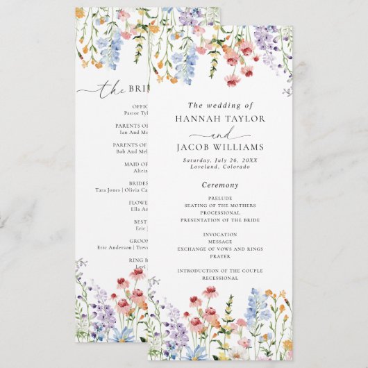 Wildflower Meadow Wedding Program 招待状 (正面/裏面)