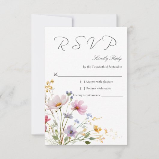 Wildflower Meadow Wedding RSVP Card (正面)