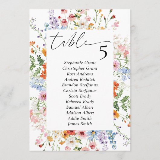Wildflower Meadow Wedding Seating Chart Sign Cards 招待状 (裏面)
