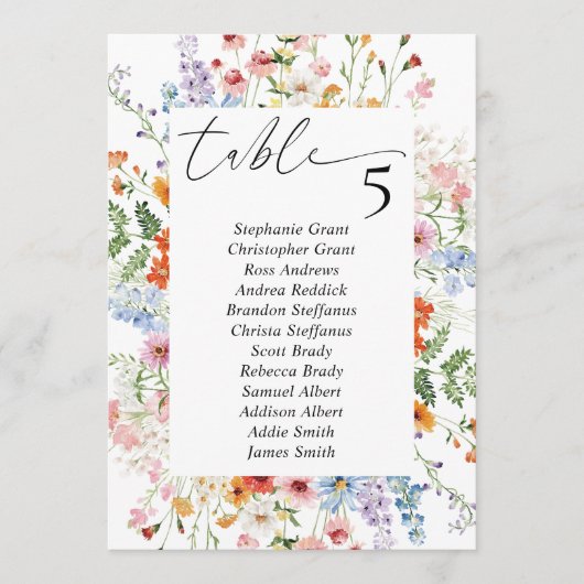 Wildflower Meadow Wedding Seating Chart Sign Cards 招待状 (正面)