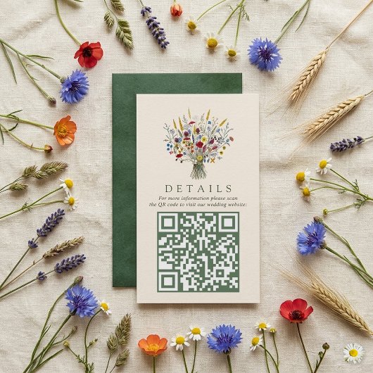 Wildflower+Meadow+Wedding+Suite - QRコード エンクロージャーカード