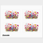 Wildflower Meadow with natural watercolor blooms 長方形シール (シート)