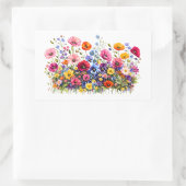 Wildflower Meadow with natural watercolor blooms 長方形シール (バッグ)