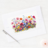Wildflower Meadow with natural watercolor blooms 長方形シール (封筒)