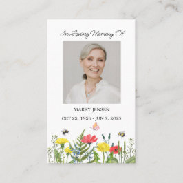 Wildflower Memorial Photo Funeral Prayer Card 名刺