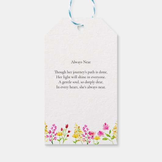 Wildflower Memorial Seed Packets Funeral Favor ギフトタグ (裏面)